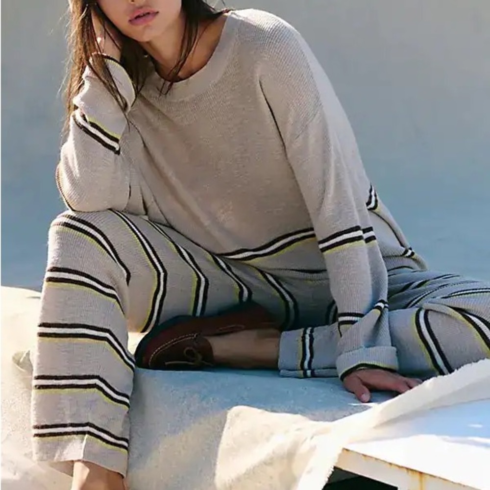 Free People Mariner Sweater Set in French Oak Combo Size L